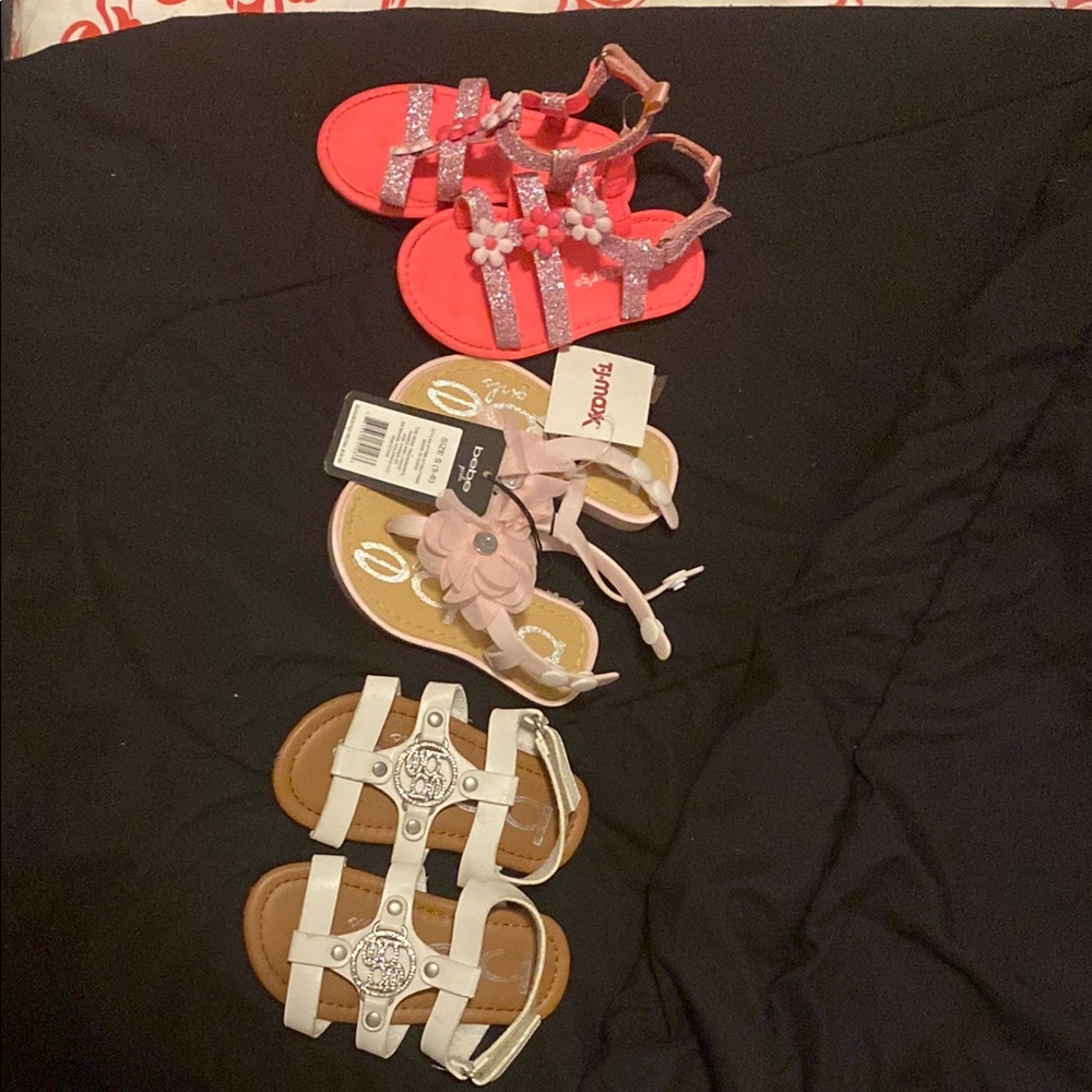 Set of Three Girls' Sandals - Pink, White, Brown